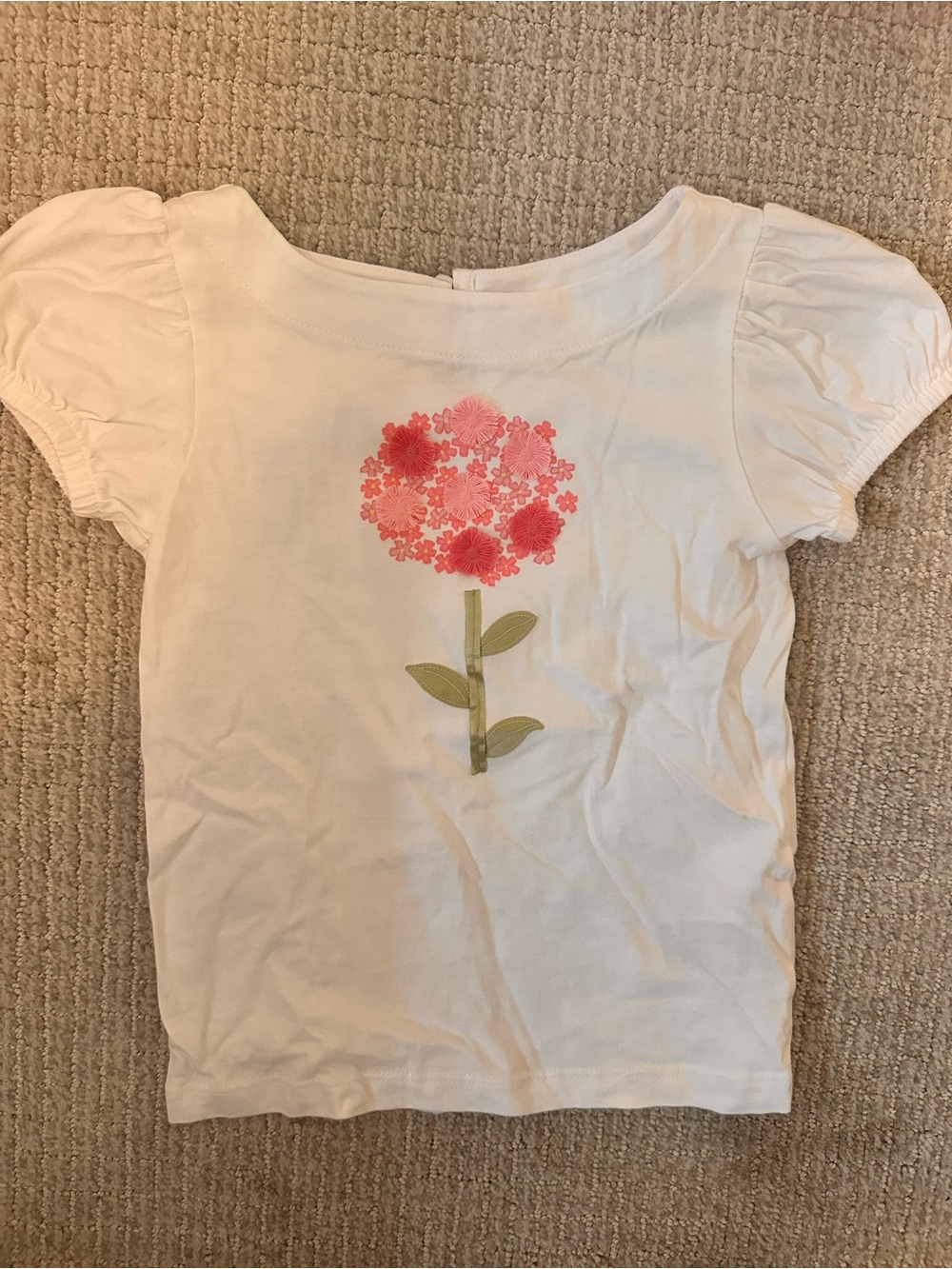 Brand new no tags Janie and Jack White Tee with Pink Floral Stem Graphic